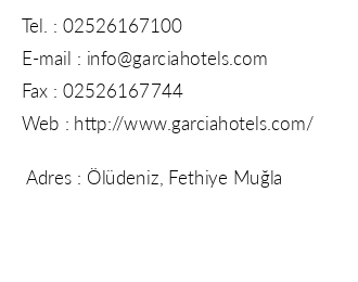 Garcia Resort & Spa Hotel iletiim bilgileri